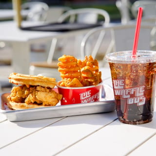 Half Chicken and Waffle, Fries, Drink