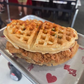 Jalapeno Cheddar Waffle X Fried Chicken Sandwich