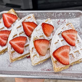 Waffle topped w/ strawberries